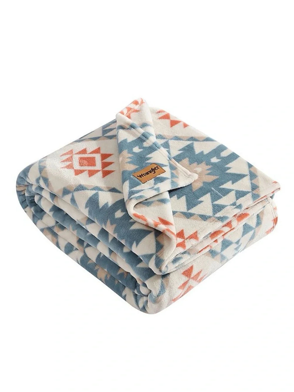 Wrangler Southwestern Print Cozy Throw Blanket - Blue, Rust, Cream